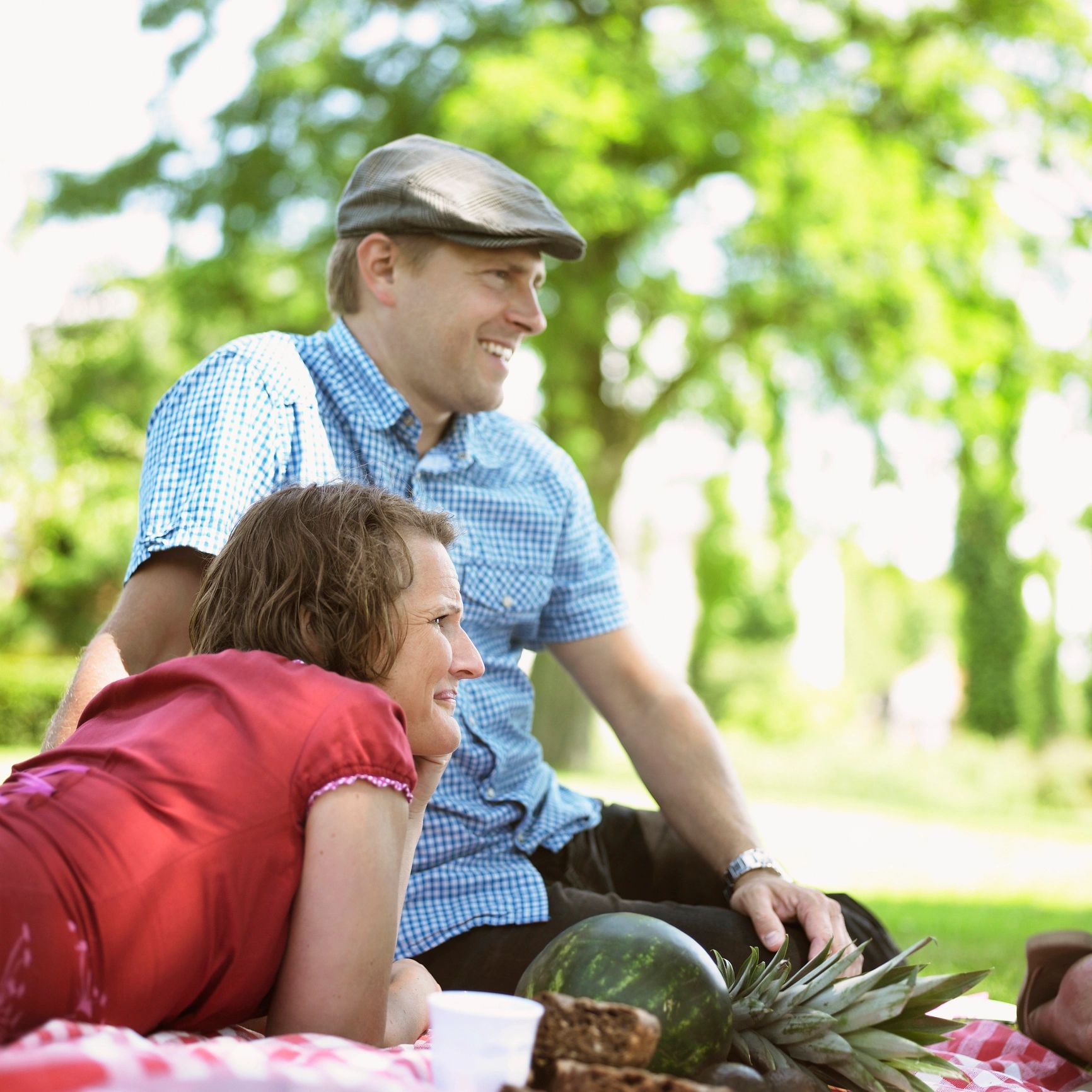 Couple having picnic together