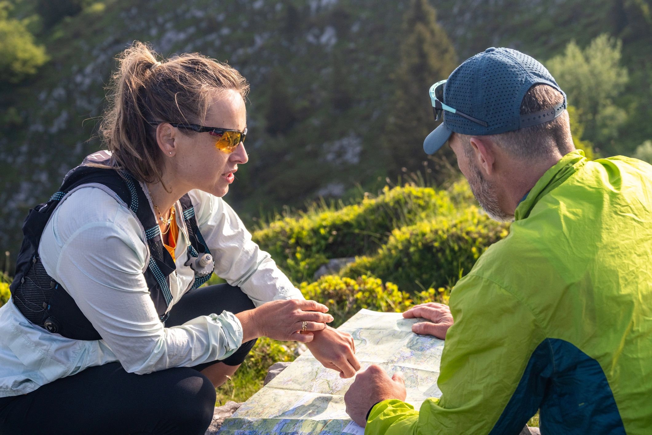Couple reviewing travel plans together
