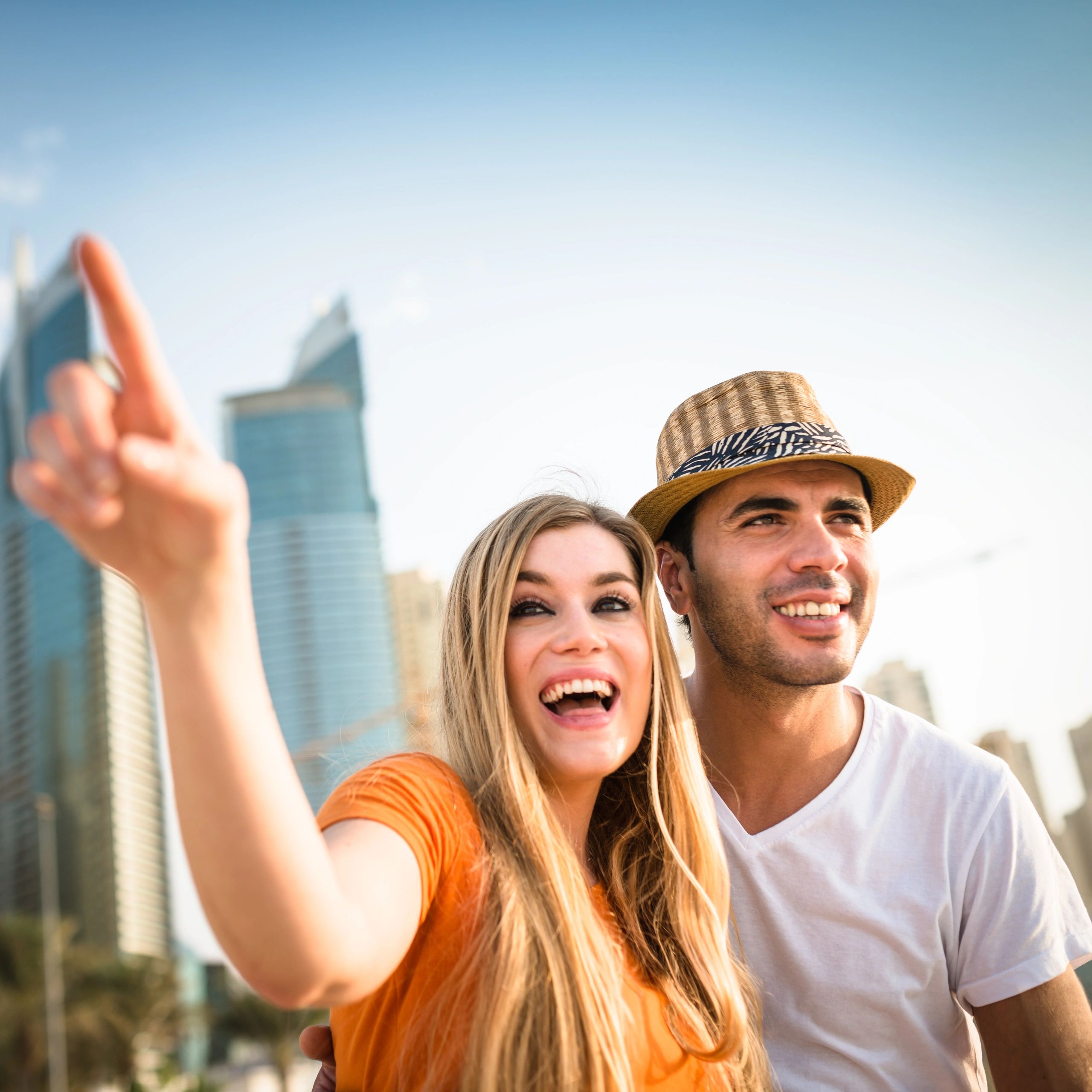 Traveling couple portrait